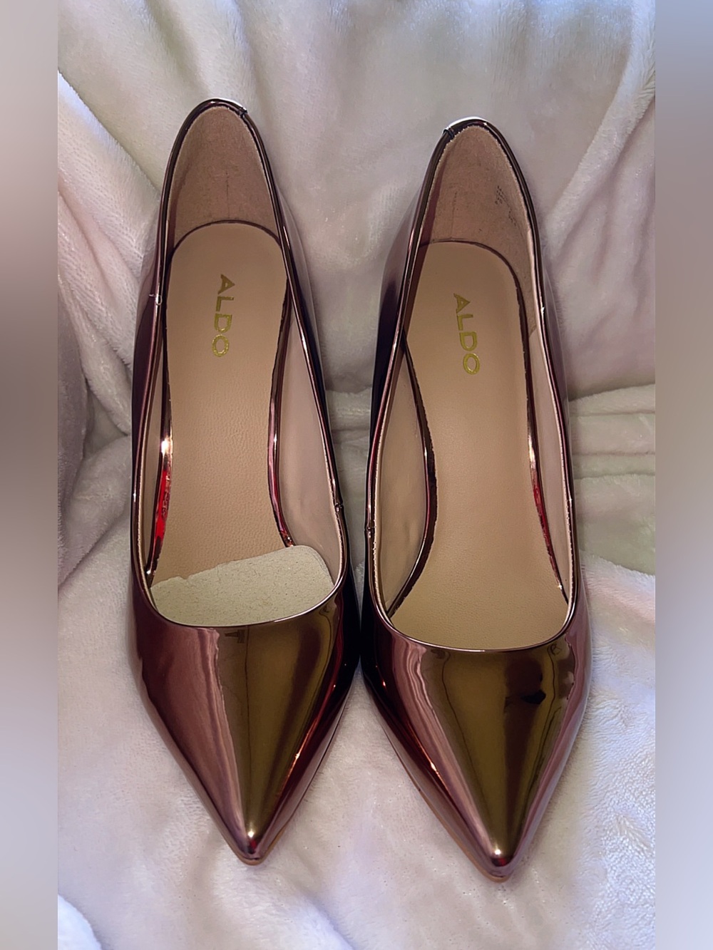 ALDO Rose Gold Metallic Pointed Toe Pumps High Heels Women’s Size 8 - Picture 3 of 7